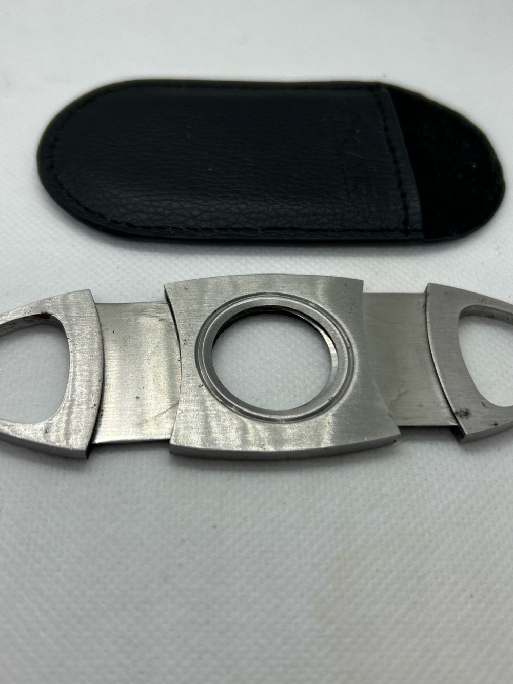 Stainless Steel Double-Blade Cigar Cutter with Black xikar Pouch